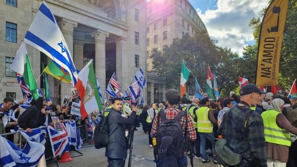 A counter pro-Israeli demonstration in London. Pic: PA