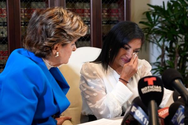 Attorney Gloria Allred, left, and Thalia Graves attend a press conference on Tuesday, Sept. 24, 2024, in Los Angeles.