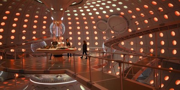 The TARDIS roundels light up orange in Doctor Who.